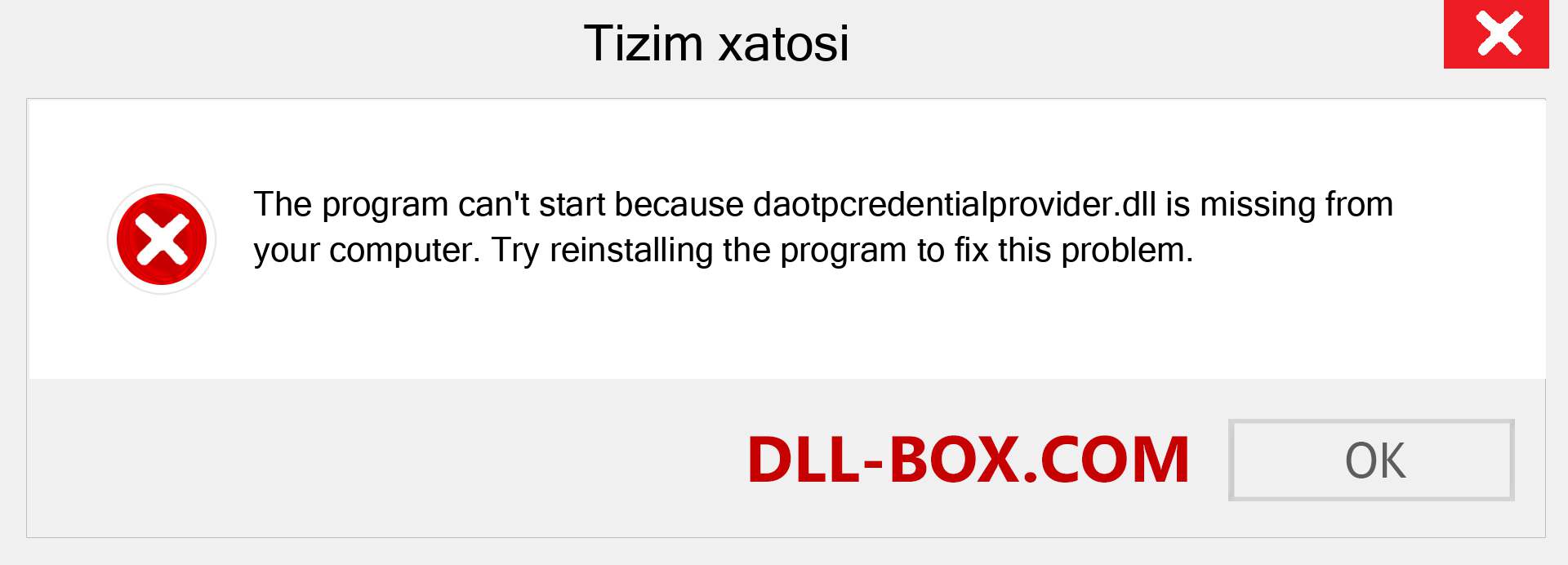 daotpcredentialprovider.dll fayli yo'qolganmi?. Windows 7, 8, 10 uchun yuklab olish - Windowsda daotpcredentialprovider dll etishmayotgan xatoni tuzating, rasmlar, rasmlar